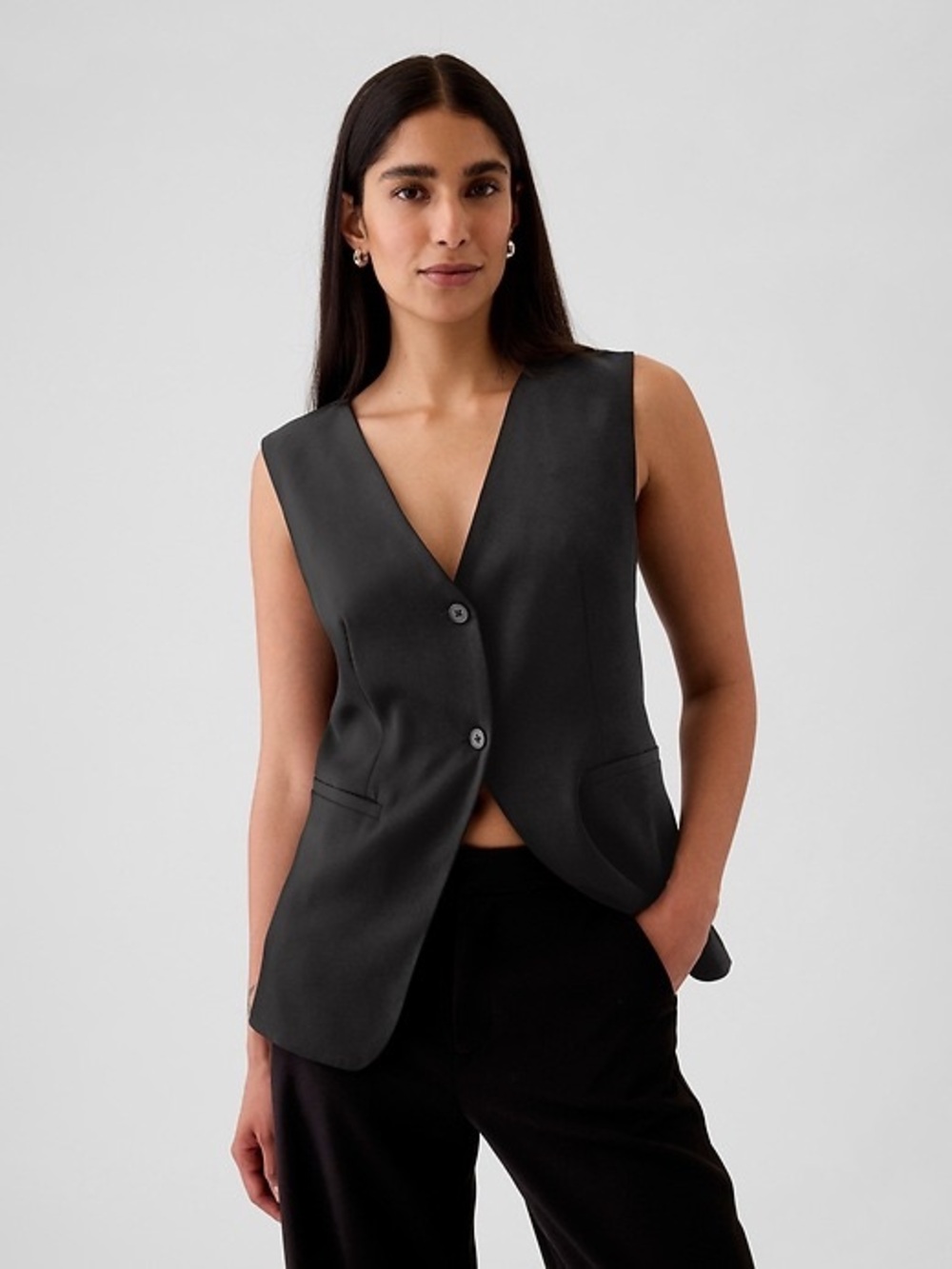 Gap Longline Twill Vest size XS in black